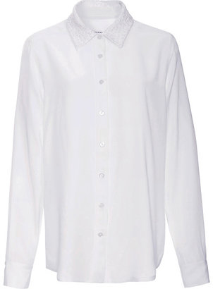 Equipment Solid Crepe de Chine Brett Shirt With Daisy Lace Collar