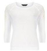 Dorothy Perkins Womens White lace patch sleeve jumper- White