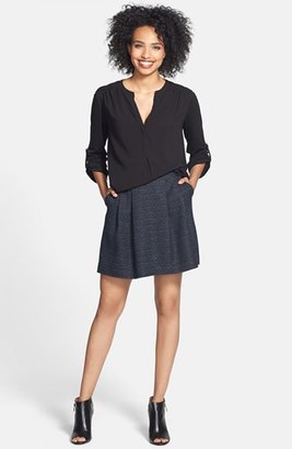 Halogen Pleat Tweed A-Line Skirt (Regular & Petite)