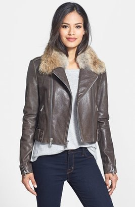 Andrew Marc New York 713 Andrew Marc 'Beth' Leather Moto Jacket with Genuine Coyote Fur
