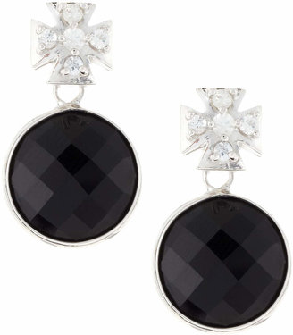 Elizabeth Showers Pave Maltese Cross Black Onyx Earrings