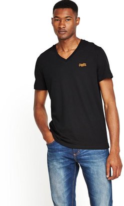 Superdry Mens Orange Label Vintage V-neck T-shirt - Black