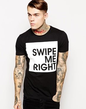 ASOS T-Shirt With Swipe Me Right Print - Black