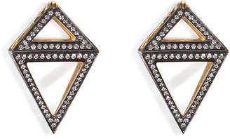 NOOR FARES 18K Gold Octahedron Earrings with White Diamonds