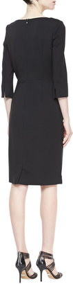 Badgley Mischka 3/4-Sleeve Dress with Side Detail, Black