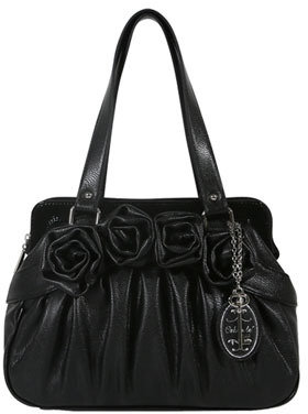 Olga Berg Ooh La La 'Karina' Flower Tote Bag in Black OL-0211