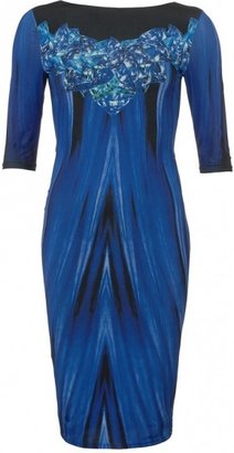 Forever Unique Blue Jewel 'Gems' Print Dress