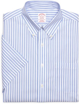 Brooks Brothers Non-Iron Madison Fit Framed Split Stripe Short-Sleeve Dress Shirt