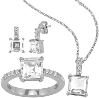 JCPenney FINE JEWELRY Lab-Created White Sapphire 3-pc. Square Jewelry Set