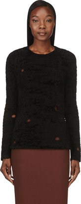 Alexander Wang Black Distressed Textured Knit Pullover