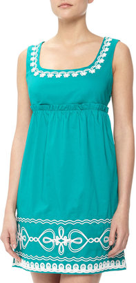 Love Moschino Floral & Heart Rope-Embroidered Dress, Conely Emerald Green