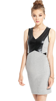 eric + lani Juniors' Faux-Leather-Panel Dress