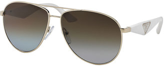 Prada Aviator Sunglasses, Ivory/Light Gold