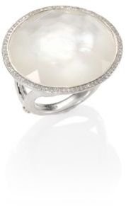 Ippolita Stella Mother-Of-Pearl, Clear Quartz, Diamond & Sterling Silver Large Doublet Cocktail Ring