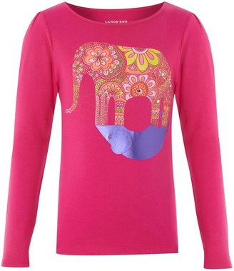 Lands' End Girl`s elephant graphic t-shirt