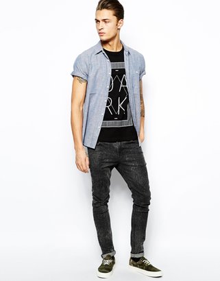 ASOS T-Shirt With Dark Print And Roll Sleeve