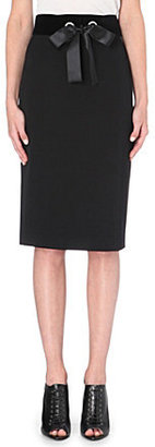 Alexander McQueen Velvet-waistband wool skirt