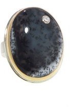 Jamie Joseph Smooth Oval Dendritic Opal Ring with Diamond