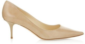 Jimmy Choo Aurora Nude Patent Leather Pointy Toe Pumps
