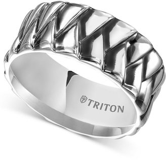Triton Men's Sterling Silver Ring, 10mm Crossover Wedding Band