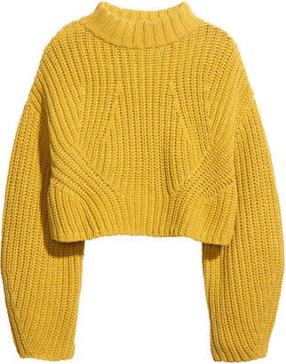 H&M Cropped Sweater - Yellow - Ladies