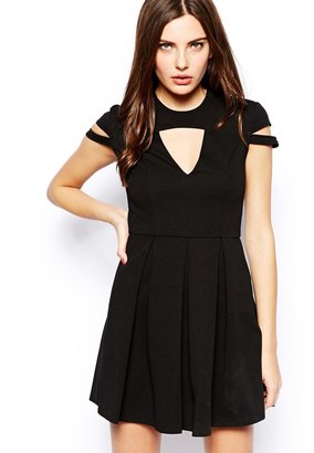 Forever Unique Selfish by Hexa Skater Dress with Shoulder Detail