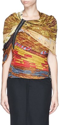 Asymmetric zip drape shoulder wrap top