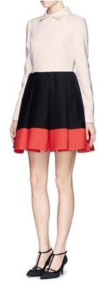 Nobrand Colourblock wool-silk pleat skirt dress