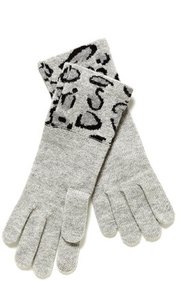 Portolano Leopard Cuff Wool Knit Gloves