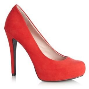 Faith Red faux suede high platform court shoes