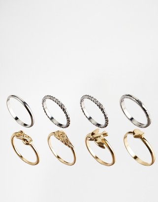 ASOS Stacked Swallow & Infinity Ring Pack