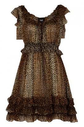 D&G 1024 D & G Leopard Print Silk Dress