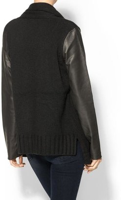 Vince Leather Sleeve Sweater