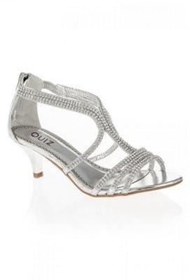 Quiz Silver Multi Strap Diamante Sandals