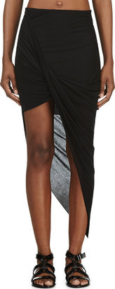Helmut Lang Black Asymmetric Jersey Wrap Kinetic Skirt