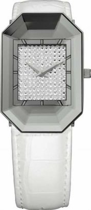 Jowissa Women's J8.011.M Scala Stainless Steel White Genuine Leather Rhinestone Imprint Dial Watch