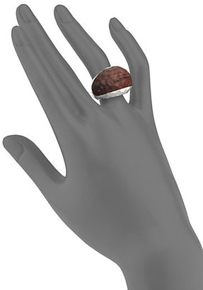 John Hardy Palu Rose Wood & Sterling Silver Small Dome Ring