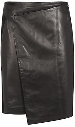 Paul Smith Black Leather Panel Wrap Skirt