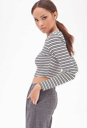 Forever 21 Striped Ribbed Knit Crop Top