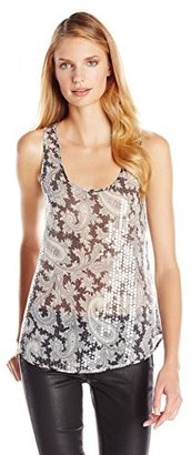 French Connection Women's Paisley Party Sequin Top