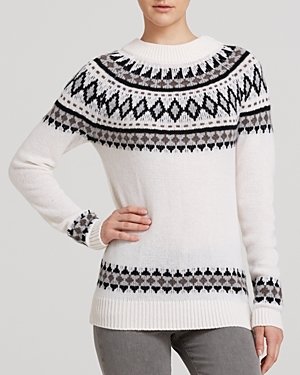 Aqua Sweater - Fair Isle Zip Shoulder Cashmere