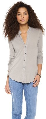 James Perse Inside Out Linen Button Up Top