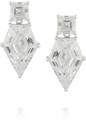 Kenneth Jay Lane Silver-tone crystal drop earrings