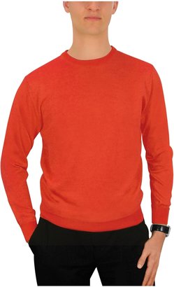 Forzieri Men's Coral Red Cashmere Crewneck Sweater