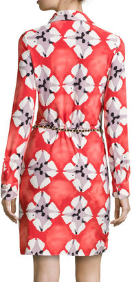 BCBGMAXAZRIA Printed Jersey Belted Shirtdress, Tiki