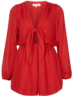 Topshop Womens **Chiffon Playsuit by WYLDR - Red