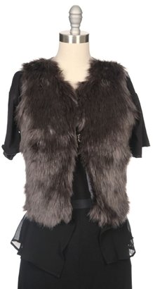 MAILLE By CLU Fur Vest With Chiffon Back Panel