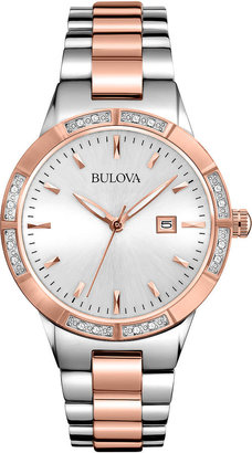 Bulova Womens Two-Tone Diamond Accent Watch 98R169