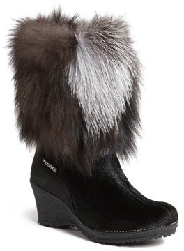 Tecnica 'Innsbruck' Genuine Fox Fur Trim Wedge Boot