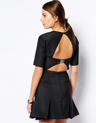 Finders Keepers Harlequin Dress with Cut Out Back - Black